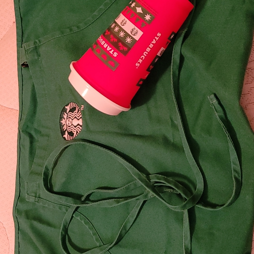 Starbucks Green Apron w/ 2020 holiday red cup